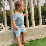 Cotton Shorts in Chambray Blue