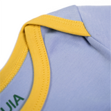 Long Sleeve Bodysuit in Chambray Blue with Yellow