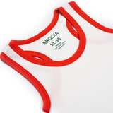 Cotton Romper in White with Engine Red