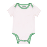 Short Sleeve Bodysuit in White with Grass Green