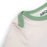 Short Sleeve Bodysuit in White with Grass Green