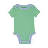 Short Sleeve Bodysuit in Grass Green with Blue