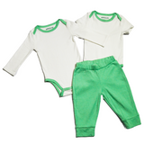Baby Essentials Gift Set in White with Grass Green