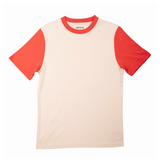 Adult Colorblock Tee White with Engine Red