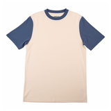 Adult Colorblock Tee White with Navy Blue