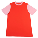 Adult Contrast Tee Engine Red with Pink