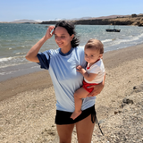 Adult Contrast Tee Light Blue with Navy Blue