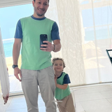 Adult Contrast Tee Grass Green with Navy Blue