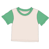 Adult Colorblock Tee White with Grass Green
