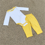 Cozy Comfort Bundle: Long Sleeve Bodysuits + Jogger Pants in Misted Yellow