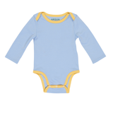 Long Sleeve Bodysuit in Chambray Blue with Yellow