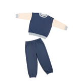 Navy Blue Color Block Sweatshirt & Sweatpants Set
