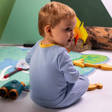 Long Sleeve Onesie in Chambray Blue with Yellow