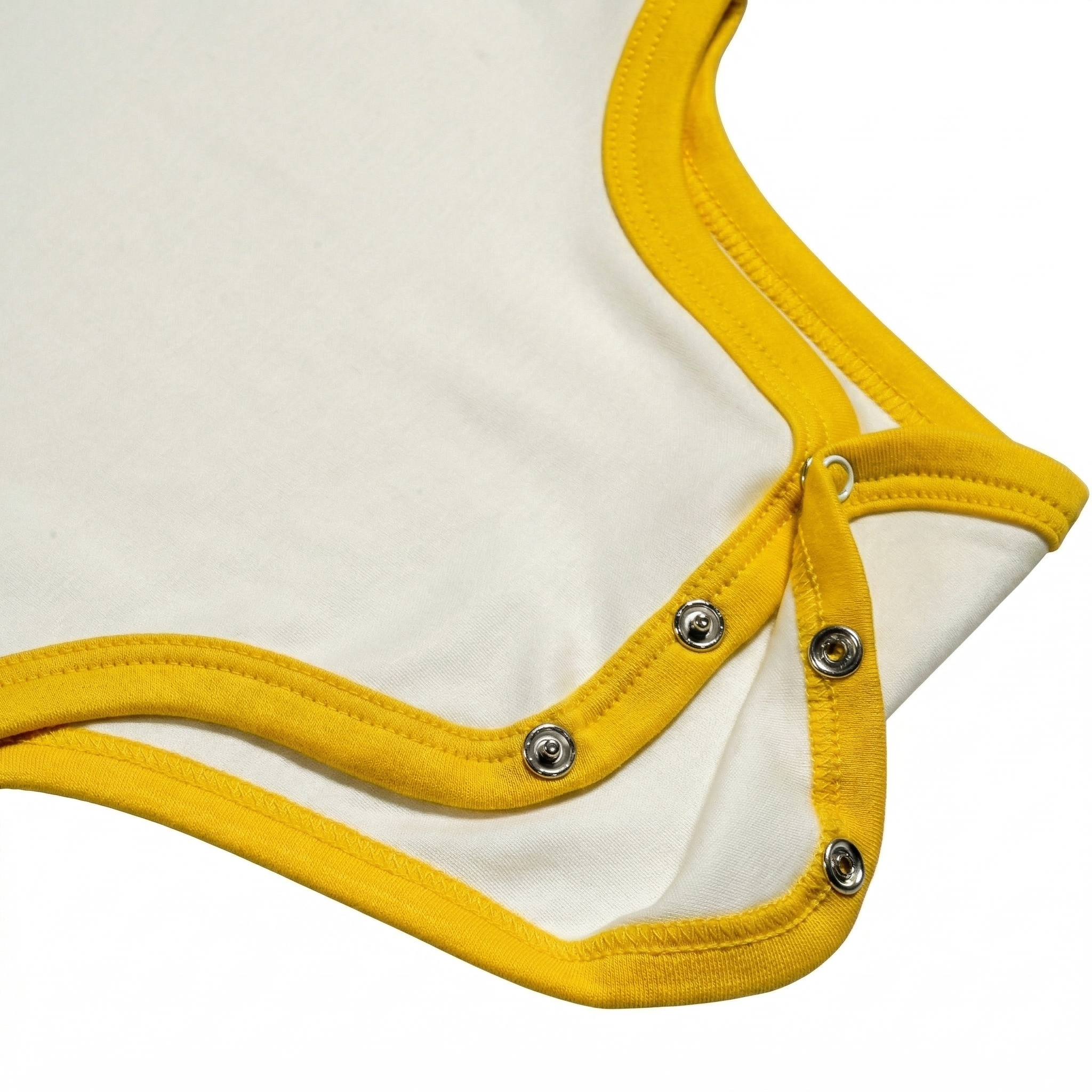 White with Misted Yellow | Arquia Long sleeve baby onesie in Peruvian Pima cotton 