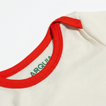 White with Engine Red | Arquia Arquia Short sleeve baby onesie in Peruvian Pima cotton