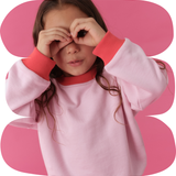 Kids Pink Contrast Set – Sweatshirt & Sweatpants