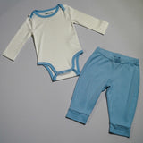 Cozy Comfort Bundle: Long Sleeve Bodysuits + Jogger Pants in Chambray Blue