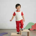 Engine Red | Kid wearing engine red sweatpants and tshirt