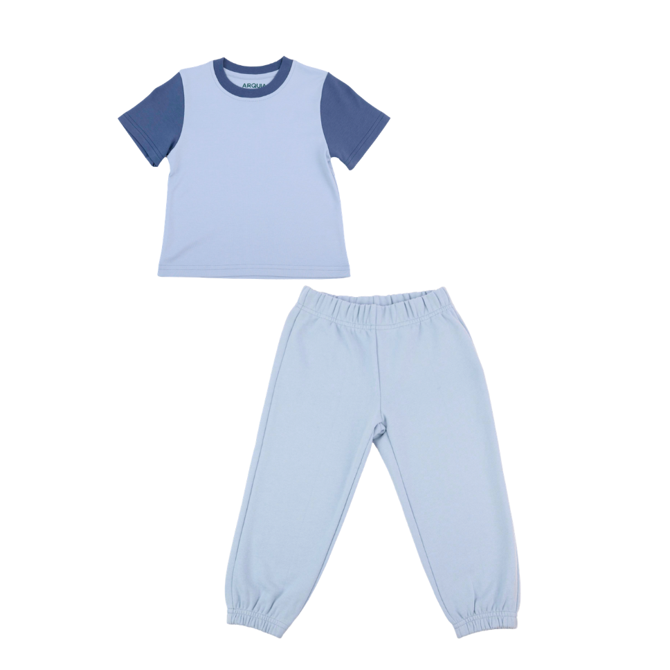 Light Blue, Light Blue with Navy Blue | Play Set with tshirt and sweatpants