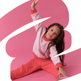 Kids Pink Contrast Set – Sweatshirt & Sweatpants