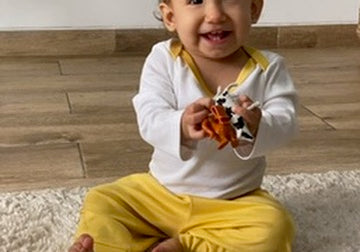 Happy Baby in Yellow and White Arquia Outfit