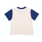 Kids Colorblock Tee in White with Navy Blue