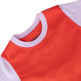 Kids Contrast Tee in Engine Red with Pink