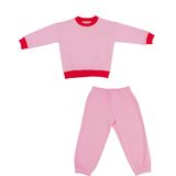 Kids Pink Contrast Set – Sweatshirt & Sweatpants