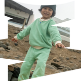 Kids Green Contrast Sweatshirt & Sweatpants