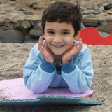 Kids Contrast Sweatshirt in Light Blue with Navy Blue