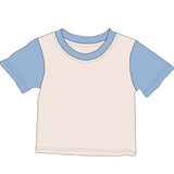 Kids Colorblock Tee in White with Light Blue