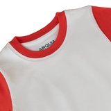 Adult Colorblock Tee White with Engine Red