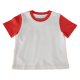 Adult Colorblock Tee White with Engine Red