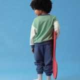 Green Trio Color Block Sweatshirt & Sweatpants Set