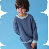 Navy Blue Color Block Sweatshirt & Sweatpants Set