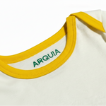 White with Misted Yellow | Arquia Long sleeve baby onesie in Peruvian Pima cotton 