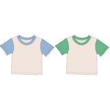 Kids Colorblock Tee in White with Light Blue