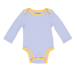 Arquia Long Sleeve Bodysuit in Blue with Yellow made of 100% Peruvian Pima Cotton