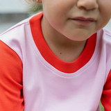 Kids Contrast Tee Pink with Engine Red