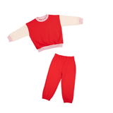 Red Trio Color Block Sweatshirt & Sweatpants Set