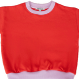 Kids Contrast Sweatshirt in Engine Red with Pink