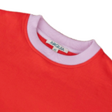 Kids Contrast Sweatshirt in Engine Red with Pink