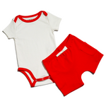 Sunny Day Set: Short Sleeve bodysuit and shorts in red made of 100% peruvian pima cotton