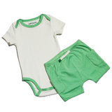 Sunny Day Set: 100% Peruvian Pima Cotton Short Sleeve Bodysuit and Shorts in Green