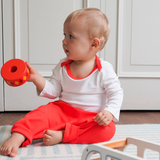 Cozy Comfort Bundle: Long Sleeve Bodysuits + Jogger Pants in Engine Red
