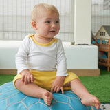 Long Sleeve Onesie in White with Misted Yellow