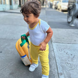 Short Sleeve Onesie in White with Misted Yellow